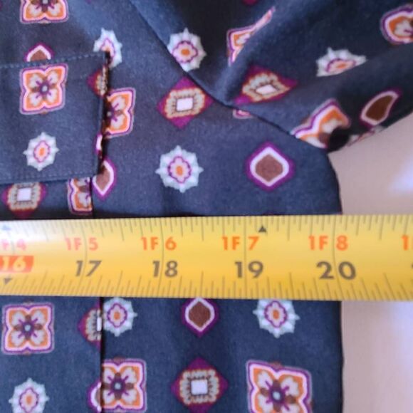 Calvin Klein Womens Tunic Blouse Button Front Long Sleeve Geometric Print Medium - Picture 10 of 12